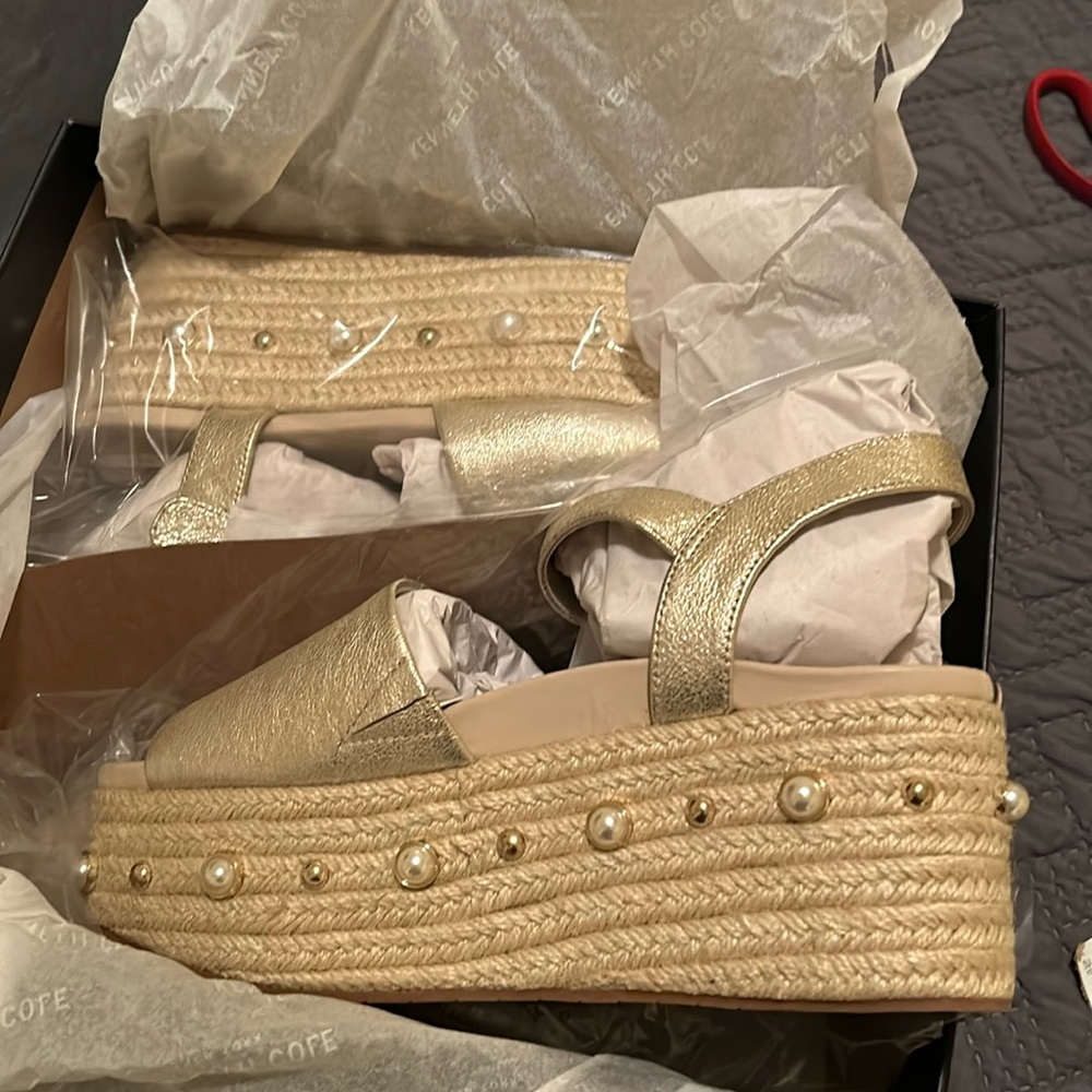 Women's Indra Leather Embellished Espadrille Platform Wedge Sandals